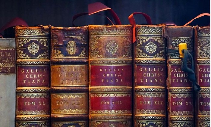 Leather-bound antiquarian books from an estate library